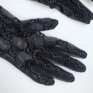 Gucci women’s black lace gloves - tulle with Gg motif